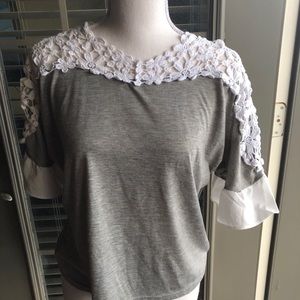 Romwe Gray Floral Top